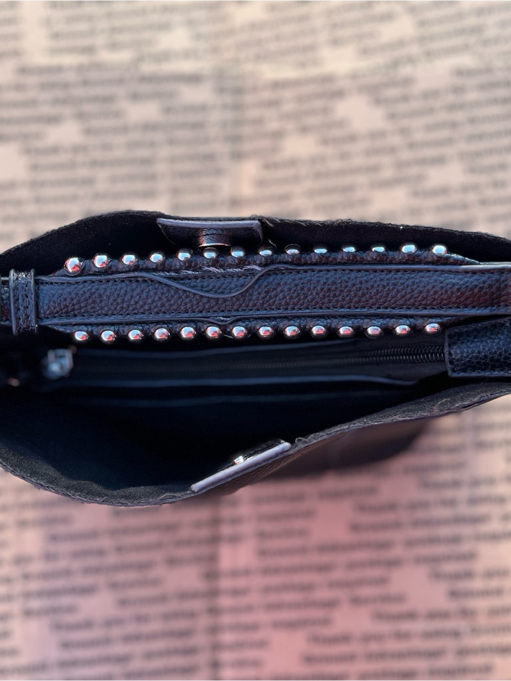 Steve Madden Black Pebbled Leather Shoulder Bag with Studded Handle - Picture 8 of 8
